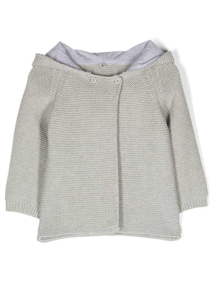 Cardigan grigio neonato con cappuccio