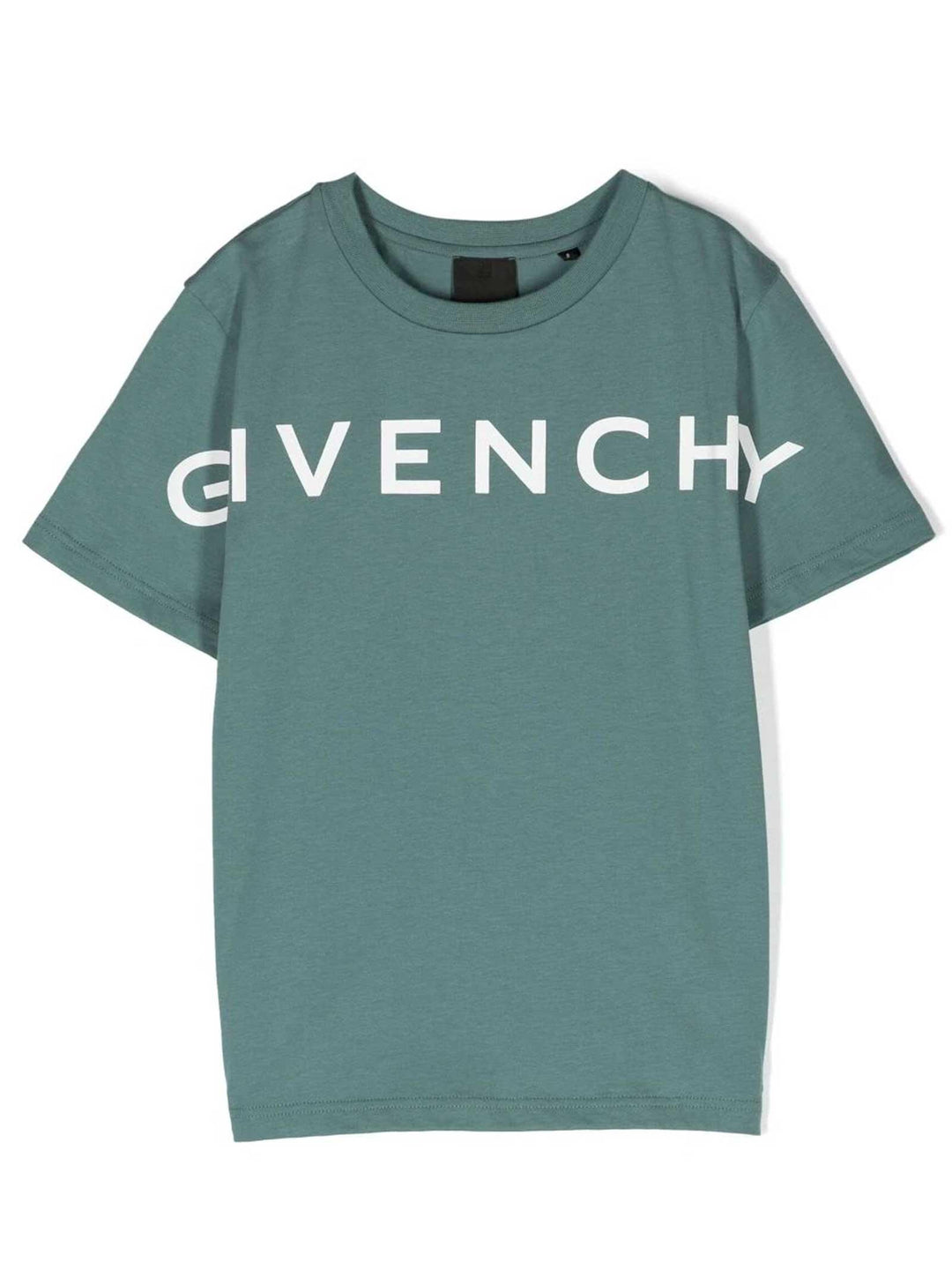 T-shirt verde bambino con stampa bianca H25447 630 Givenchy Kids 