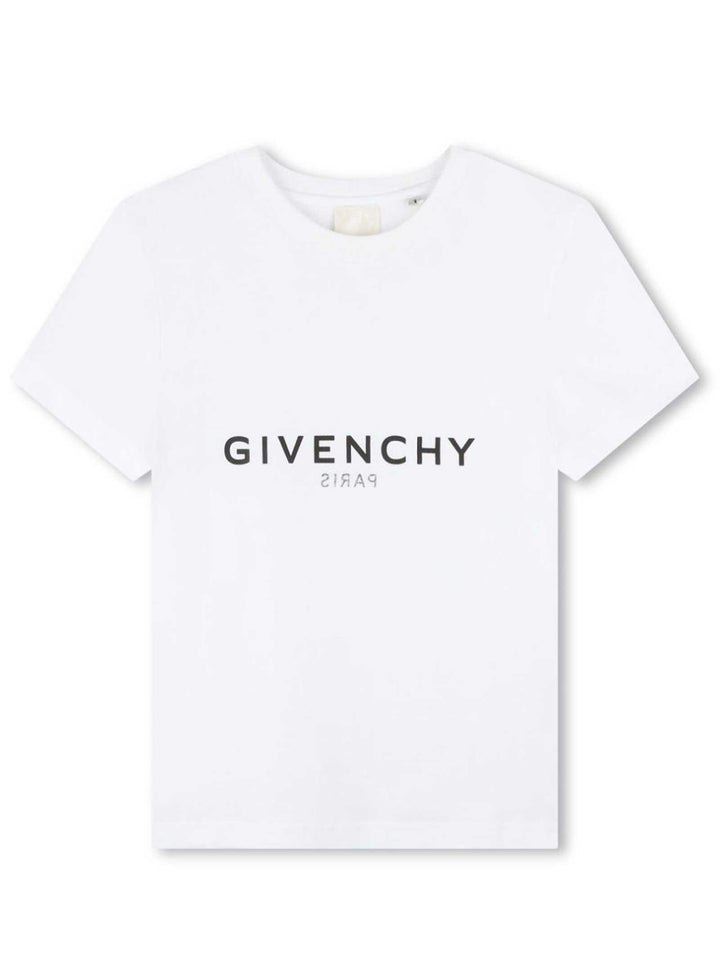 T-shirt bianca bambino con logo stampato nero H25446 10P Givenchy Kids 