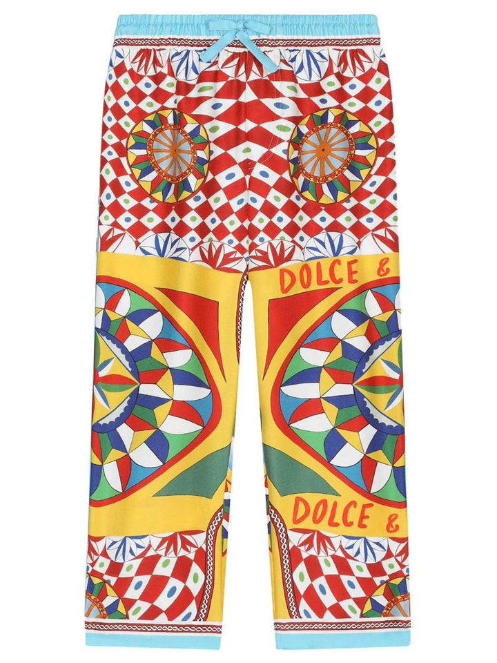 Pantaloni rosso/multicolore bambina