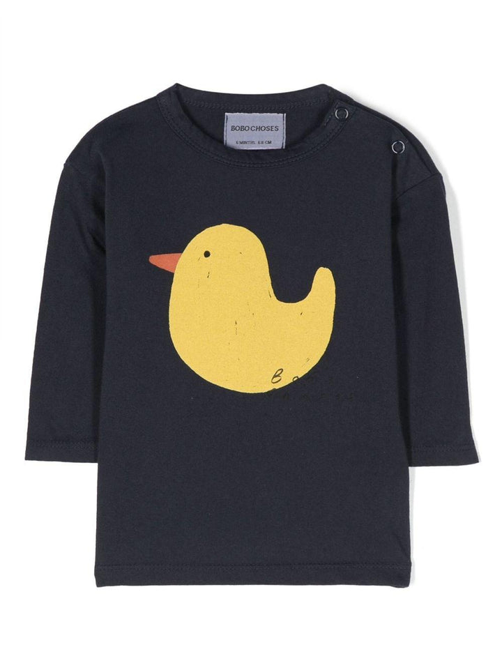T-shirt blu navy neonato con stampa