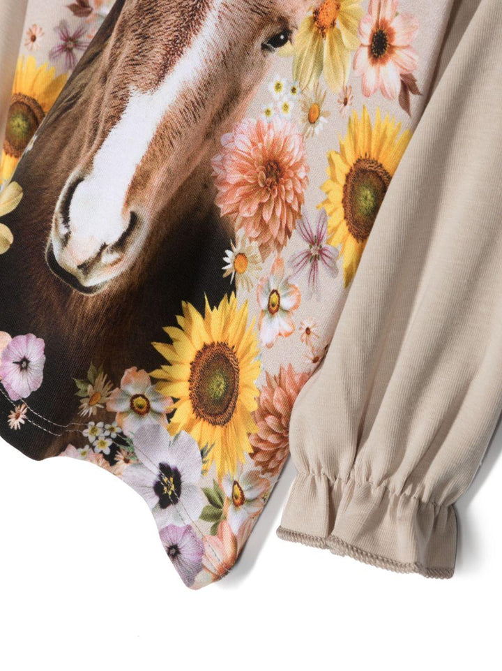 T-shirt marrone chiara neonata con stampa