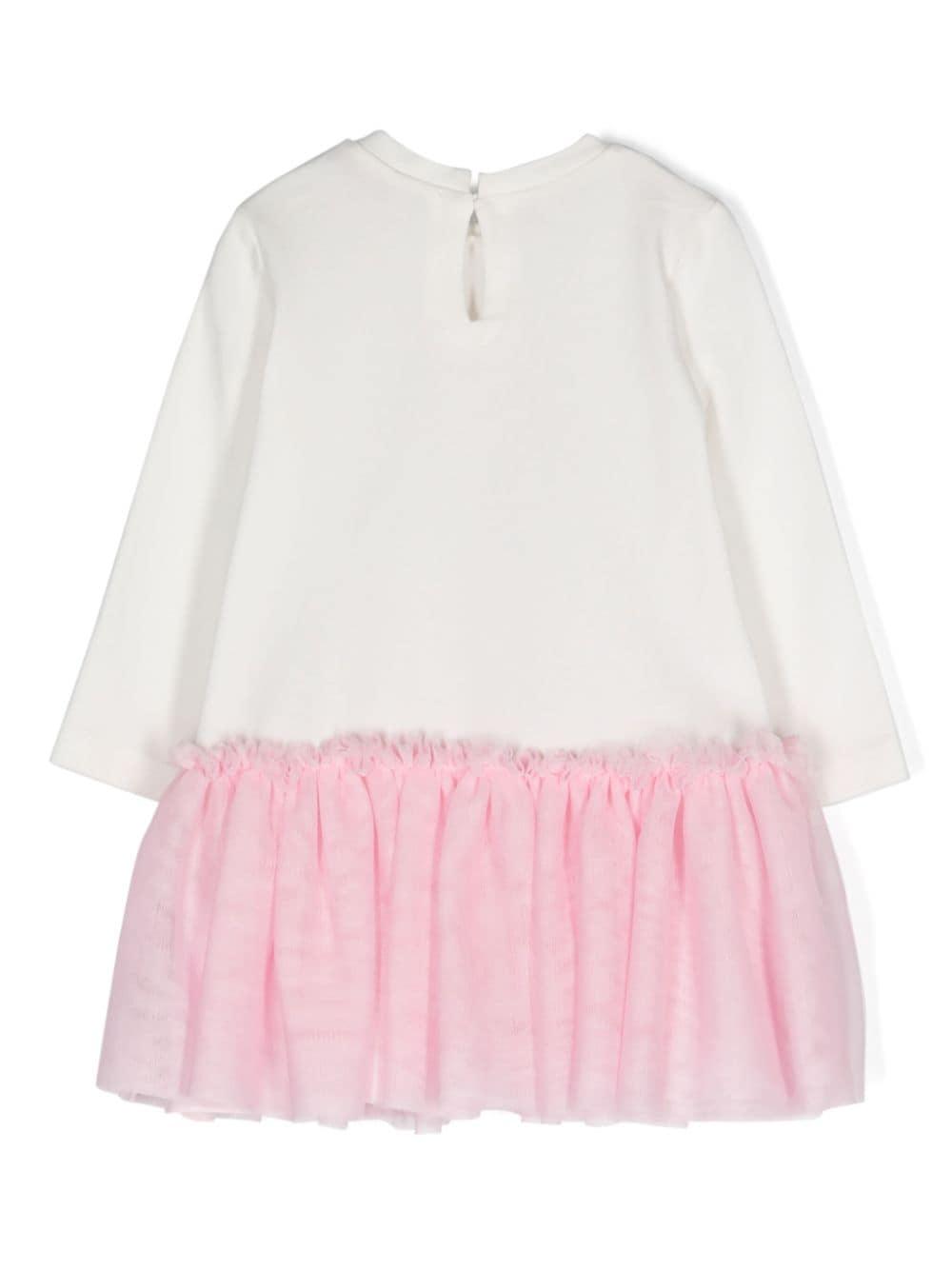 Abito bianco/rosa neonata 39D9014000 0190 Monnalisa kids 