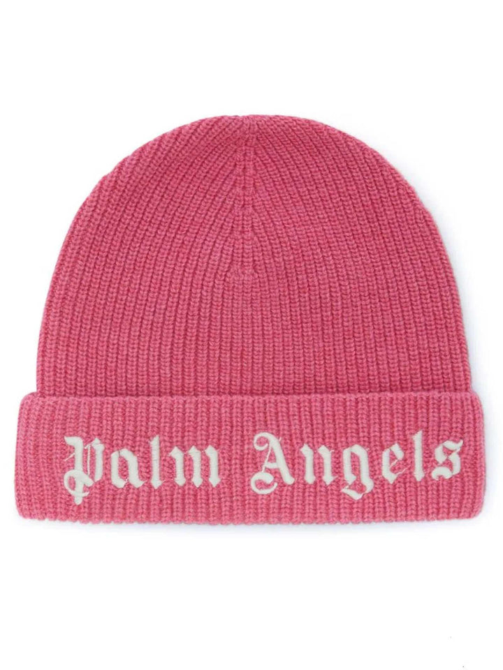 Cappello rosa bambina con logo bianco ricamato