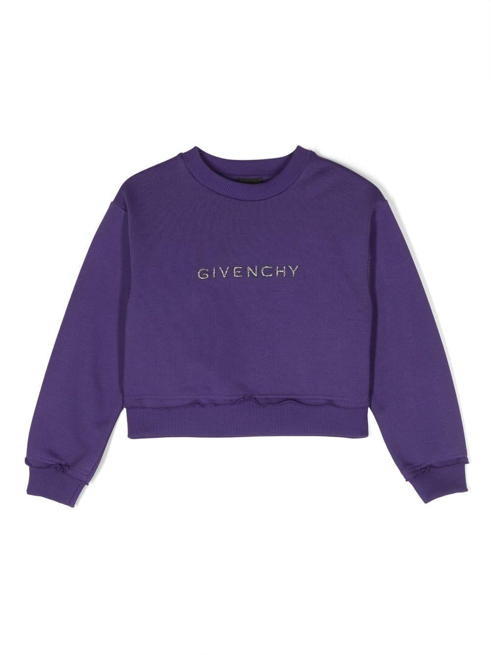 Felpa viola bambina con stampa<BR/> H15346 91C Givenchy Kids 