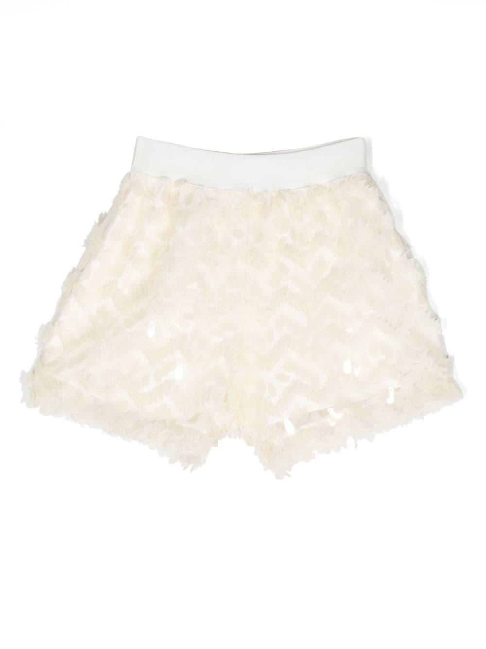 Shorts bianco avorio bambina con ricamo