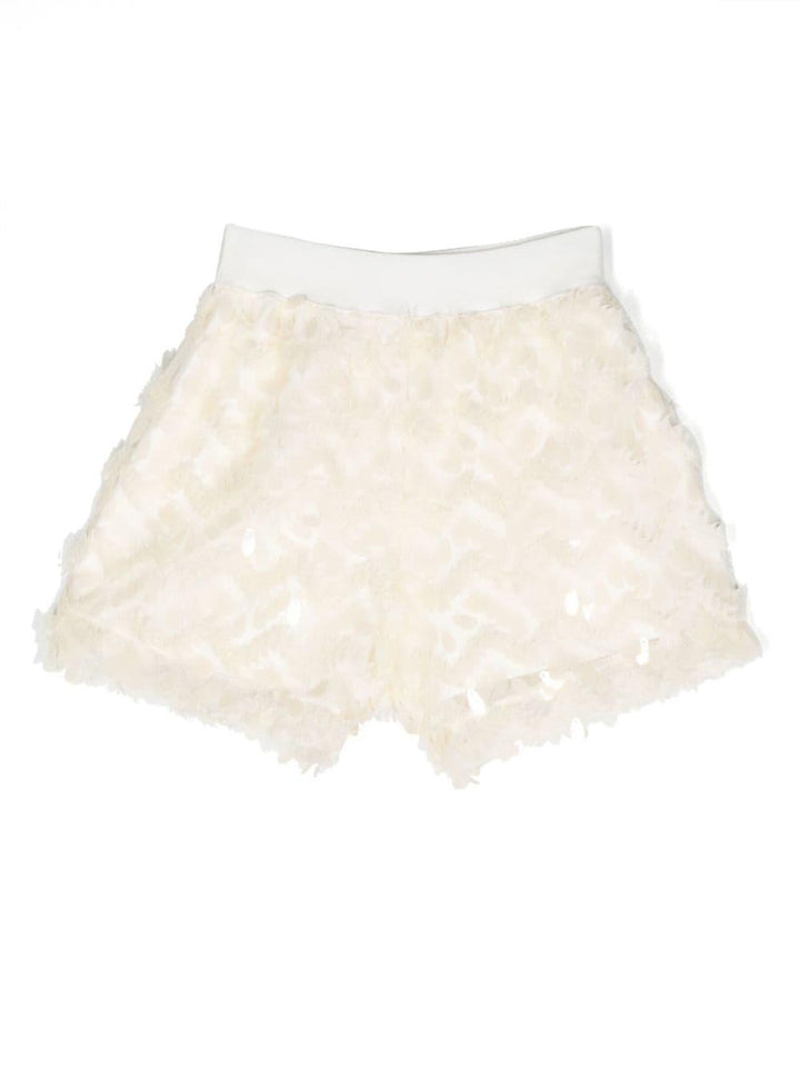 Shorts bianco avorio bambina con ricamo