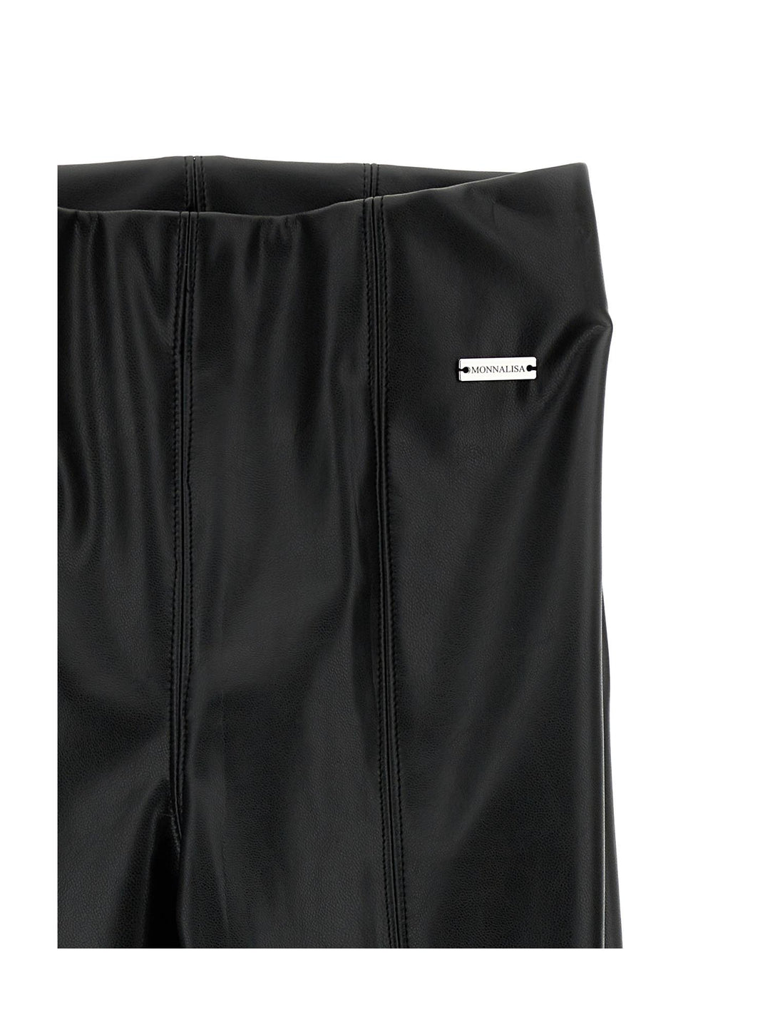 Pantaloni neri bambina in cotone con patch logo