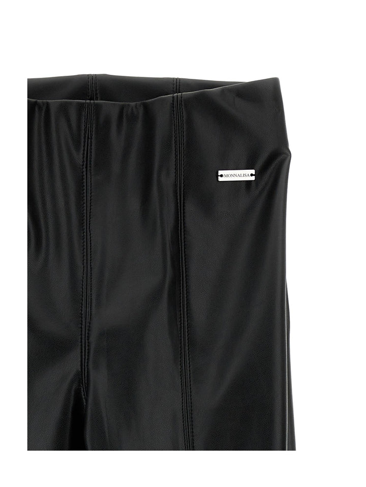 Pantaloni neri bambina in cotone con patch logo