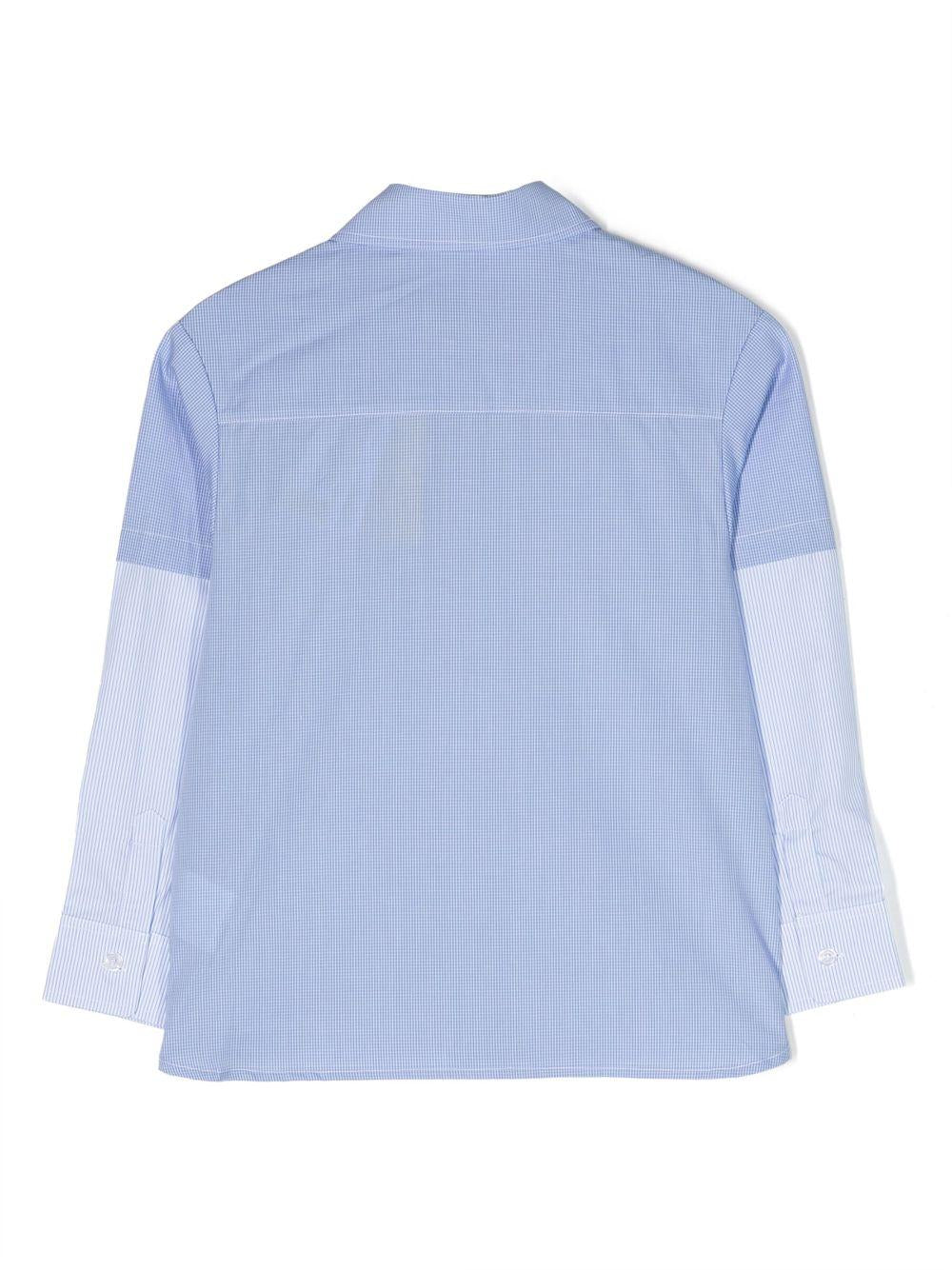 Camicia blu chiaro a quadri bambino con stampa OBGA008F23FAB001 4010 off-white kids 