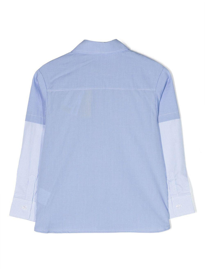 Camicia blu chiaro a quadri bambino con stampa OBGA008F23FAB001 4010 off-white kids 
