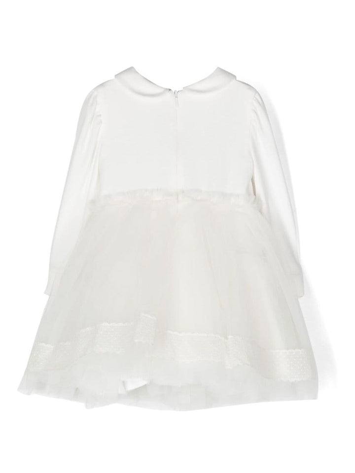 Abito bianco neonata in tulle a maniche lunghe