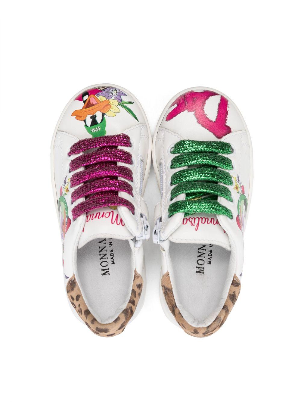 Sneakers bianche con stampa multicolor 8CB0132703 0184 Monnalisa kids 