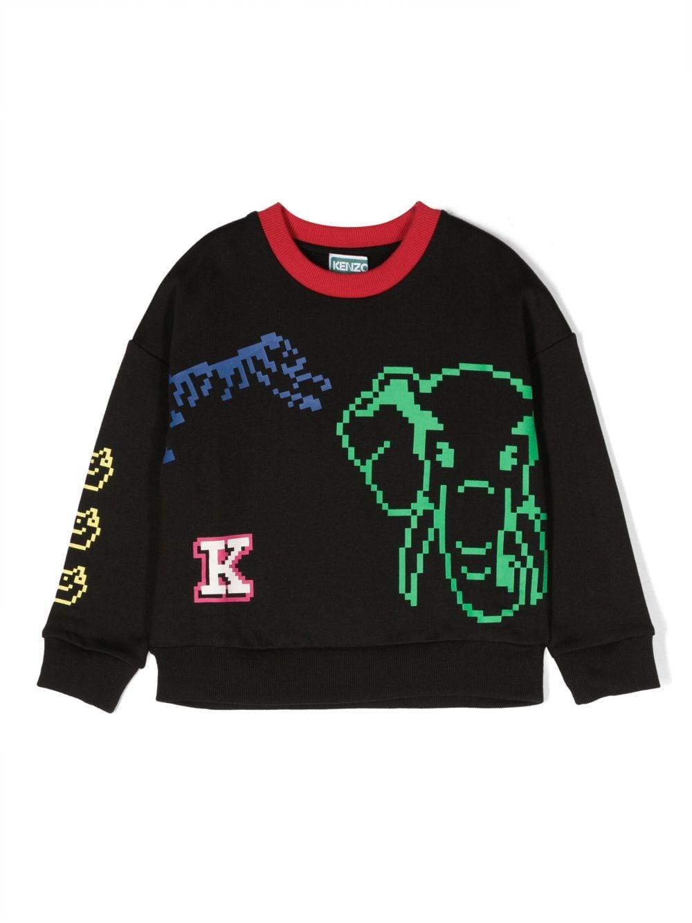 Felpa nera/multicolore bambino K15691 095 KENZO KIDS 