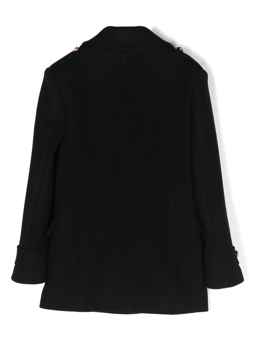 Cappotto doppiopetto nero bambina con bottoni oro