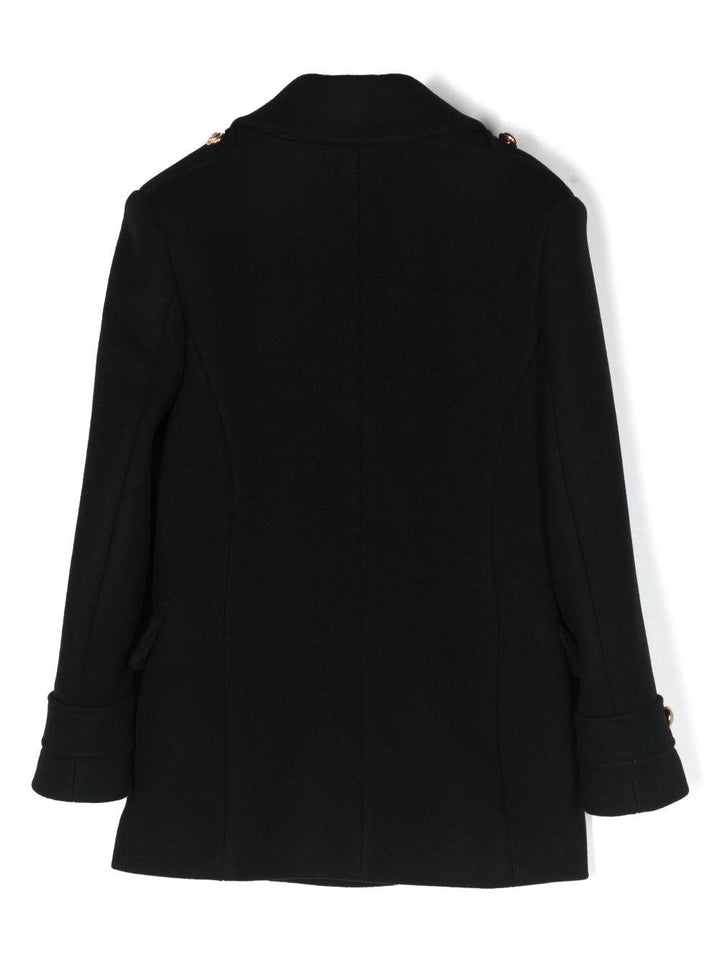 Cappotto doppiopetto nero bambina con bottoni oro
