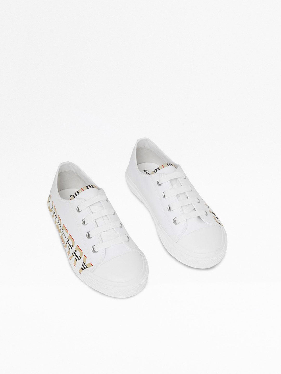 Sneakers bianche con inserti check e logo
