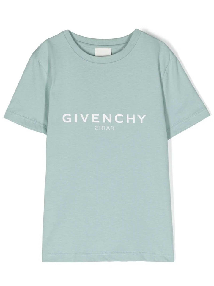 T-shirt turchese bambino con logo stampato H25446 773 Givenchy Kids 