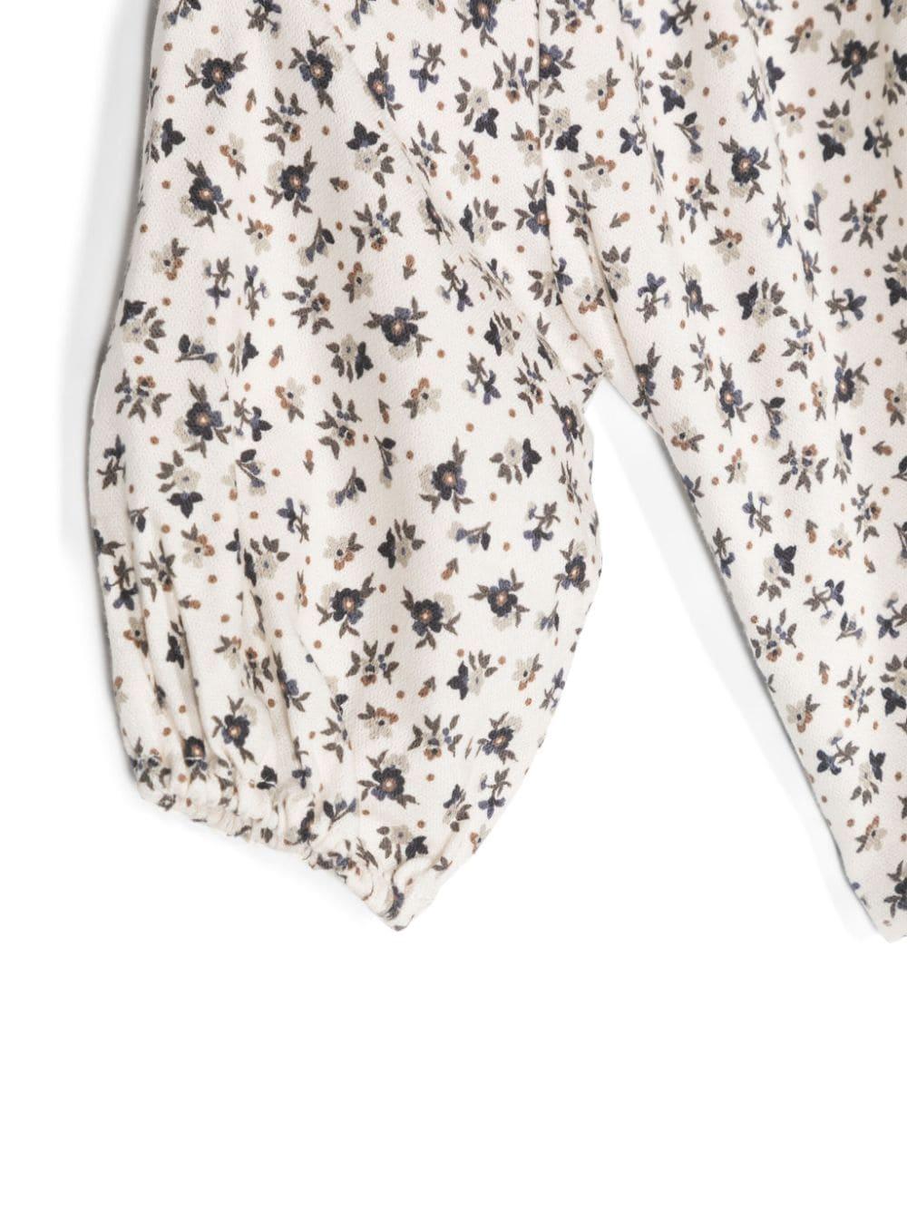 Camicia bianca e multicolor neonata con stampa a fiori