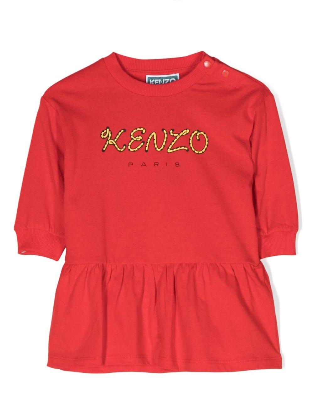 Abito rosso neoanta con logo K02105 990 KENZO KIDS 