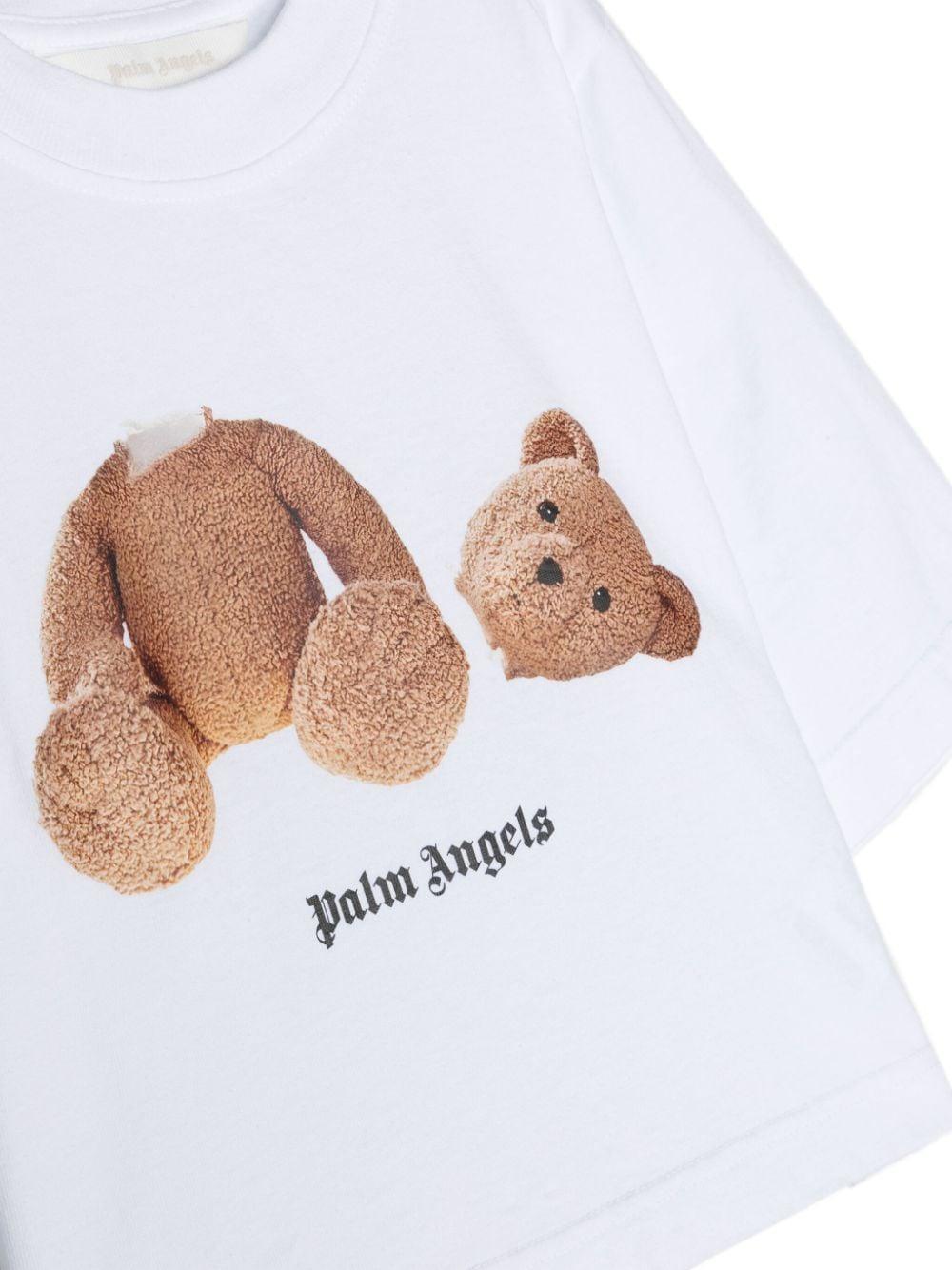 T-shirt bianca/marrone bambina PGAA004C99JER003 0160 PALM ANGELS KIDS 