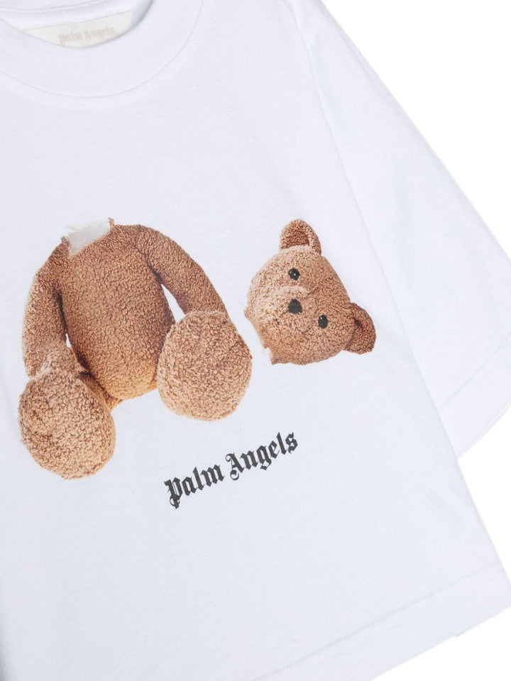 T-shirt bianca/marrone bambina PGAA004C99JER003 0160 PALM ANGELS KIDS 