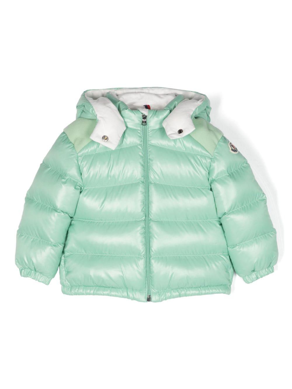 Giubbotto verde neonato con logo 1A000285963V 8LG Moncler Kids 