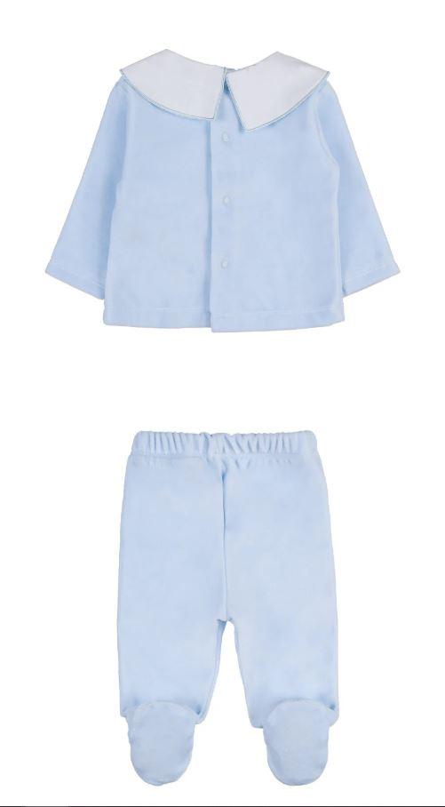 tutina 2pz celeste neonato CON057 AZZURRO Nanan 