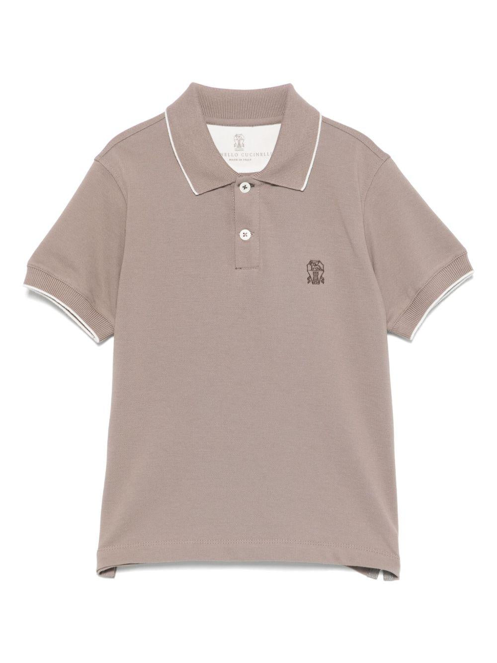 polo marrone bambino BE854T315 COC13 Brunello Cucinelli Kids 