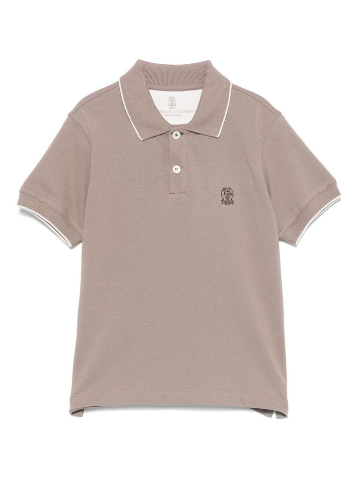 polo marrone bambino BE854T315 COC13 Brunello Cucinelli Kids 