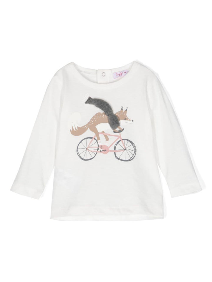 T-shirt bianca neonata A23TA341MF002 1008 IL GUFO 
