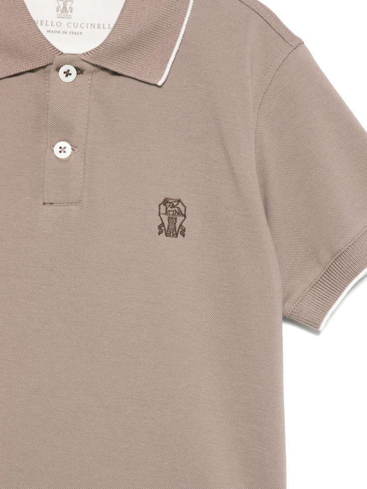 polo marrone bambino BE854T315 COC13 Brunello Cucinelli Kids 