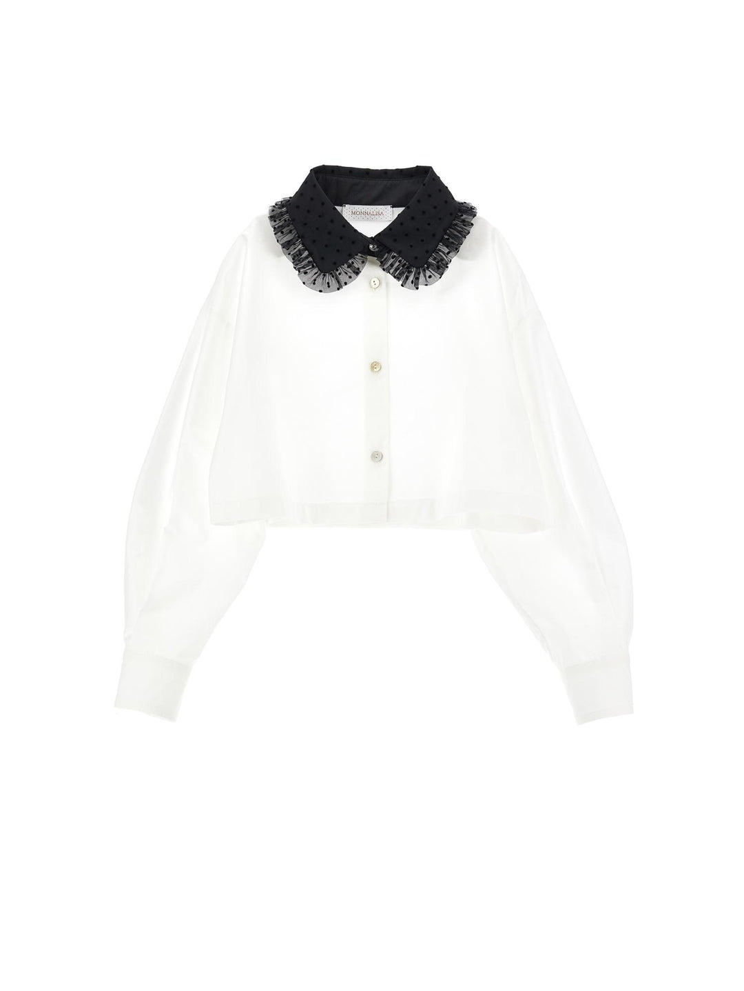 Camicia bianca con collo nero bambina 71B3002117 0150 Monnalisa kids 