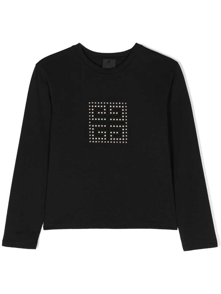 T-shirt nera bambina con stampa H15335 09B Givenchy Kids 
