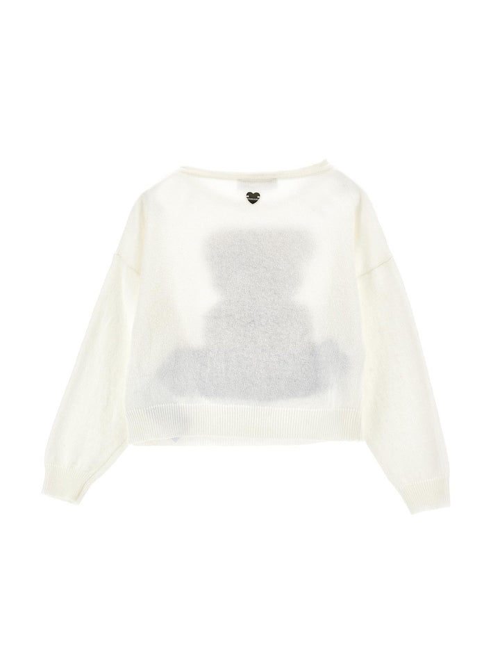 Maglia bianca bambina con ricamo multicolor