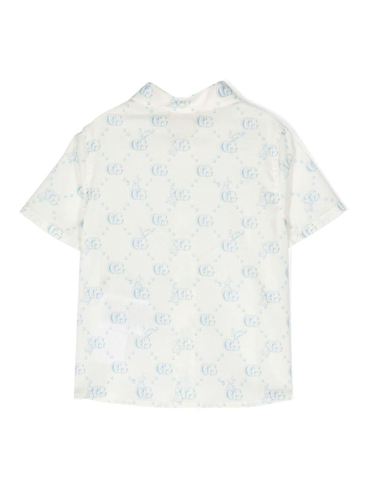Camicia beige/celeste neonato