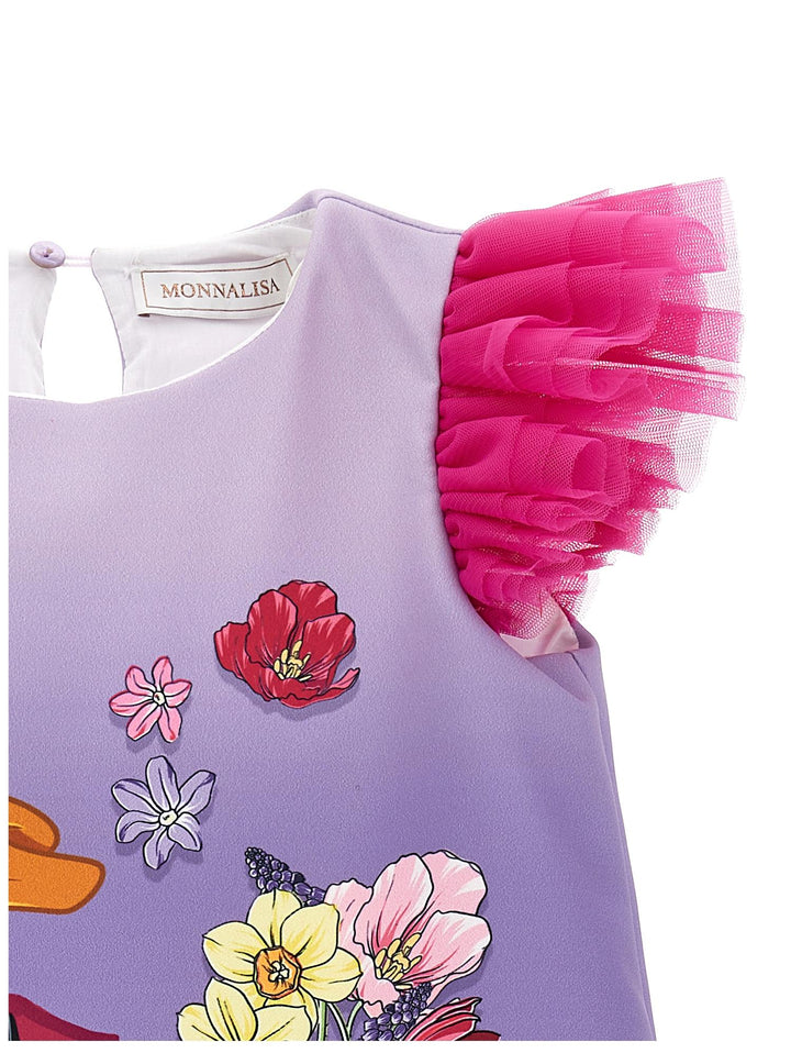 Abito lilla smanicato bambina con stampa 'Duffy Duck' 11B9152306 0084 Monnalisa kids 