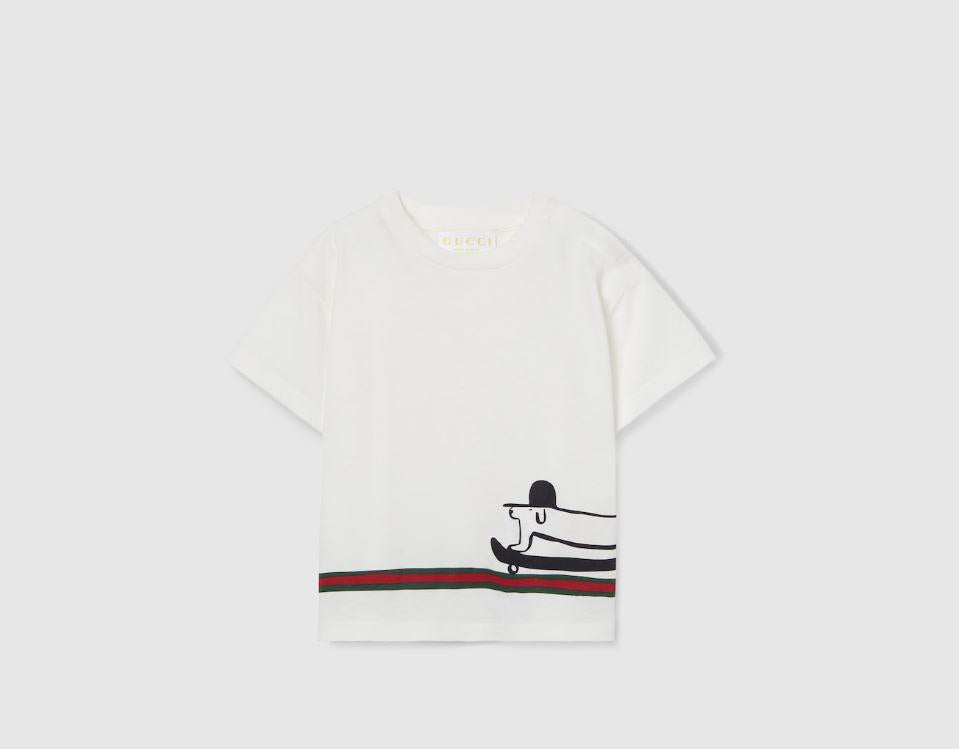 t-shirt bianca neonato 837171XJHBT 9214 GUCCI KIDS 