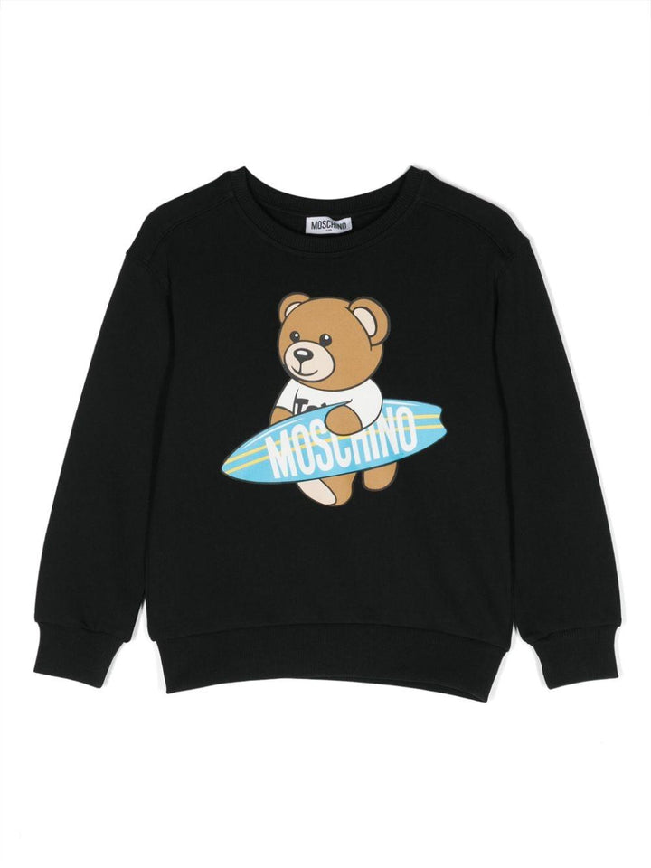 Felpa nera bambino HUF084LCA32 60100 MOSCHINO KIDS 