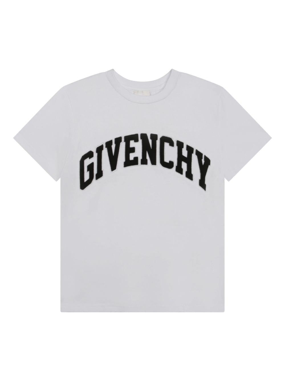 T-shirt bianca bambino con stampa nera<BR/> H25460 10P Givenchy Kids 