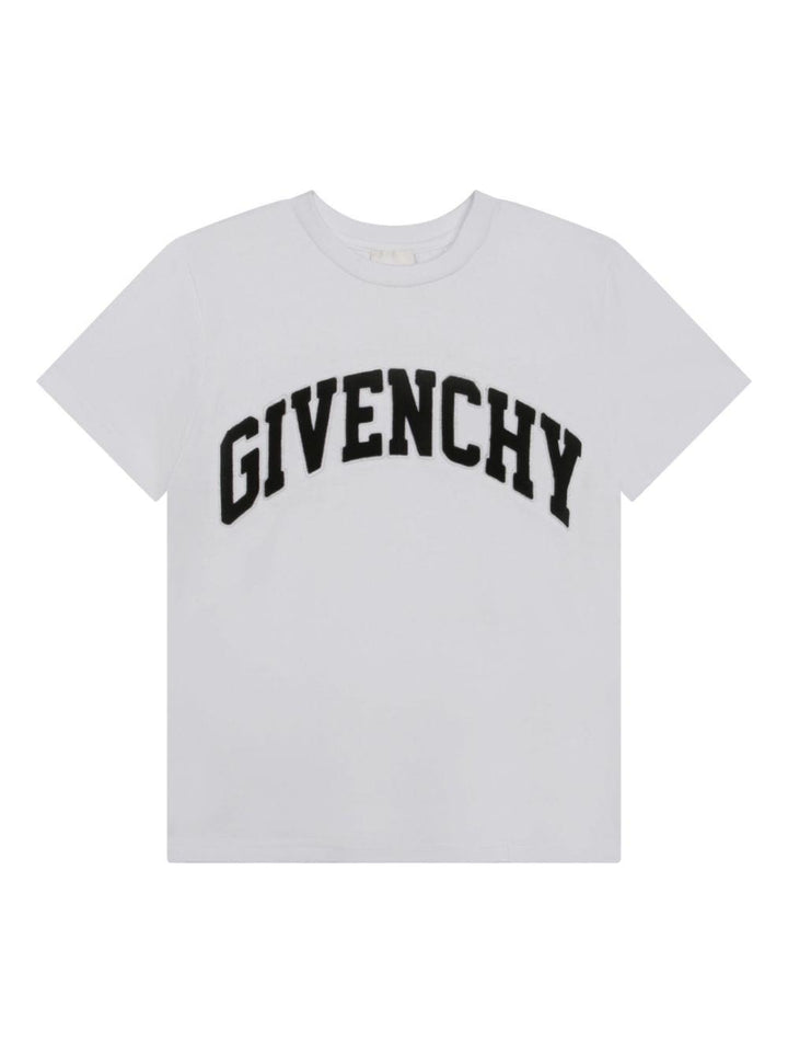 T-shirt bianca bambino con stampa nera<BR/> H25460 10P Givenchy Kids 