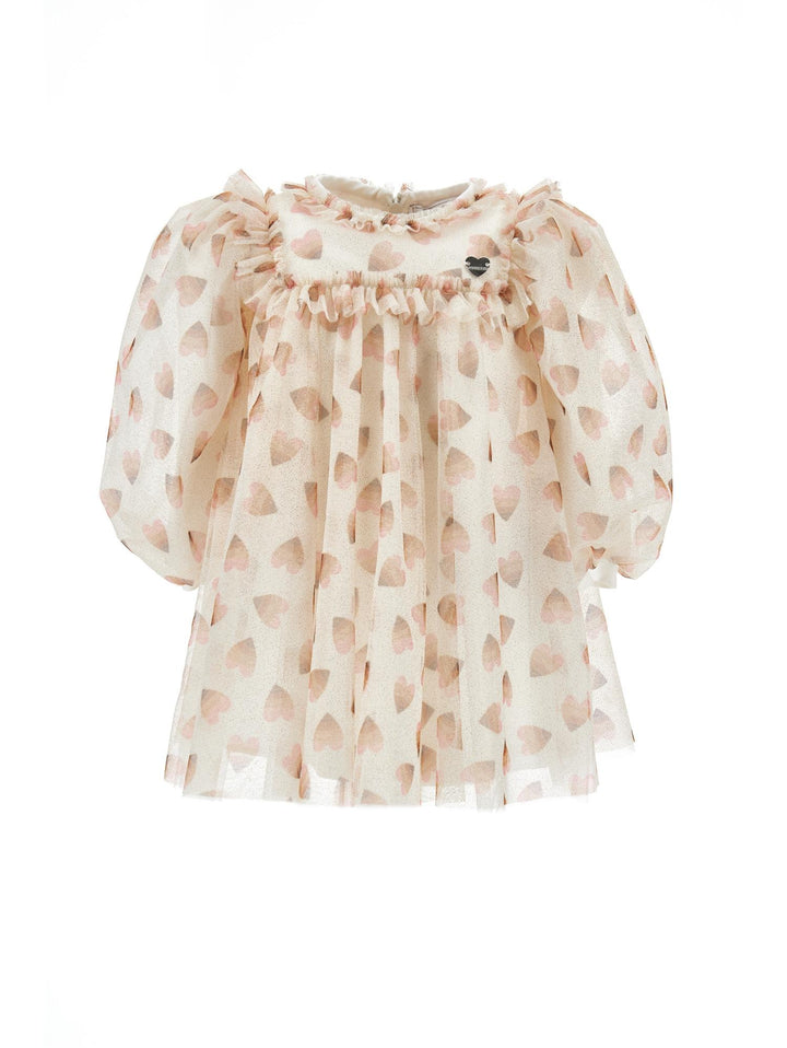 Abito beige neonata con stampa