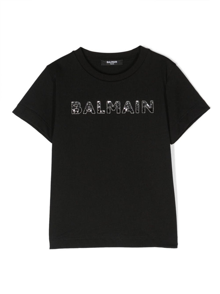 T-shirt nera bambina con logo
