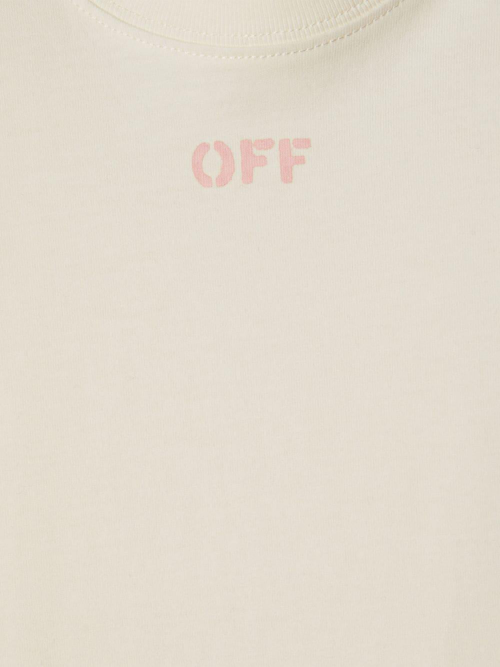 T-shirt bianca bambina con logo rosa stampato OGAA001F23JER002 0330 off-white kids 
