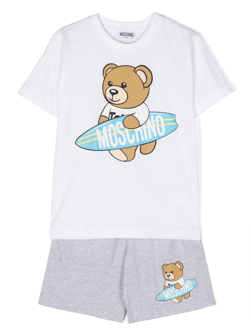 Set grigio/bianco neonato HUG00LLAA23 84171 MOSCHINO KIDS 