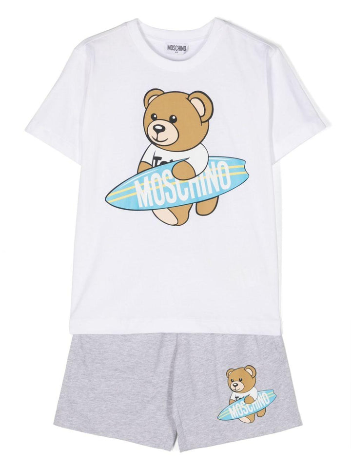 Set grigio/bianco neonato HUG00LLAA23 84171 MOSCHINO KIDS 