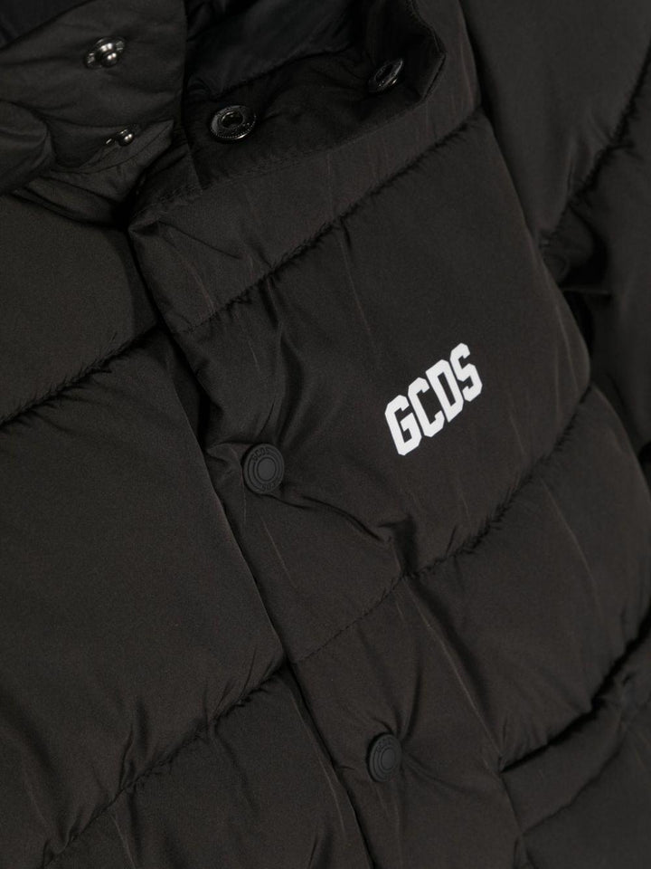 Piumino nero con cappuccio unisex con stampa