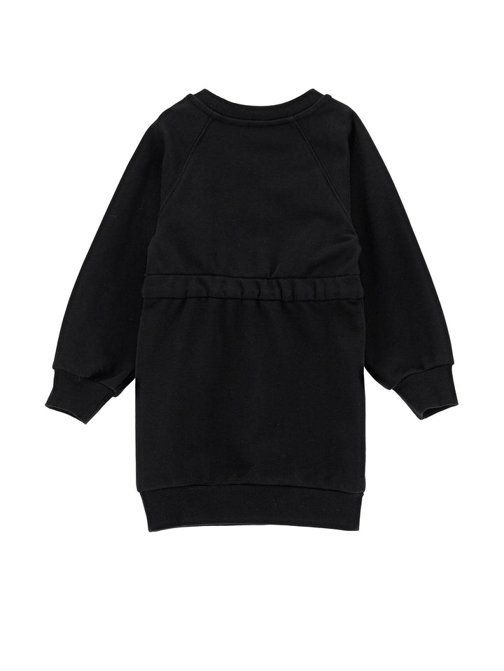 Abito nero bambina con applicazione frontale