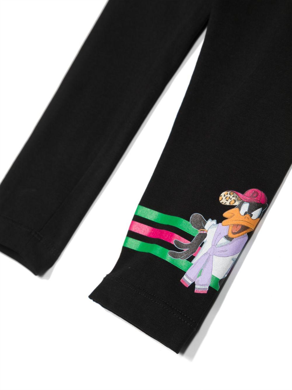 Leggings neri bambina con stampa 'Duffy Duck' 11B4172201 0050 Monnalisa kids 