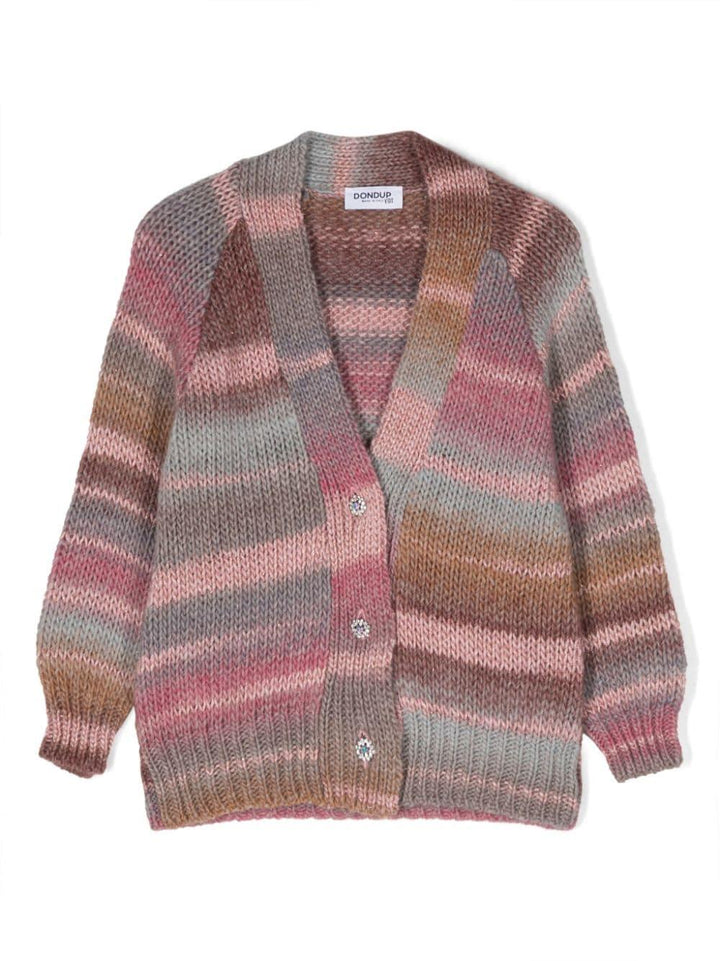 Cardigan rosa a righe multicolor bambina